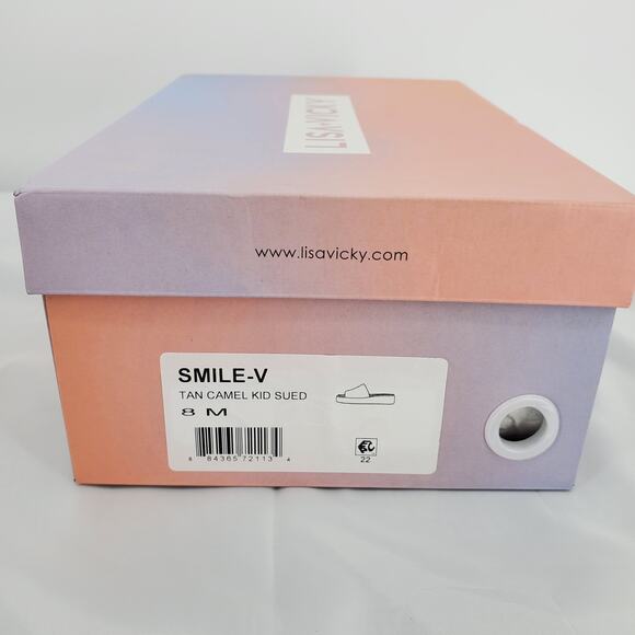 Lisa Vicky Womens 7M Smile-V Suede Slip on Sandal Tan Camel New In Box - Picture 10 of 10